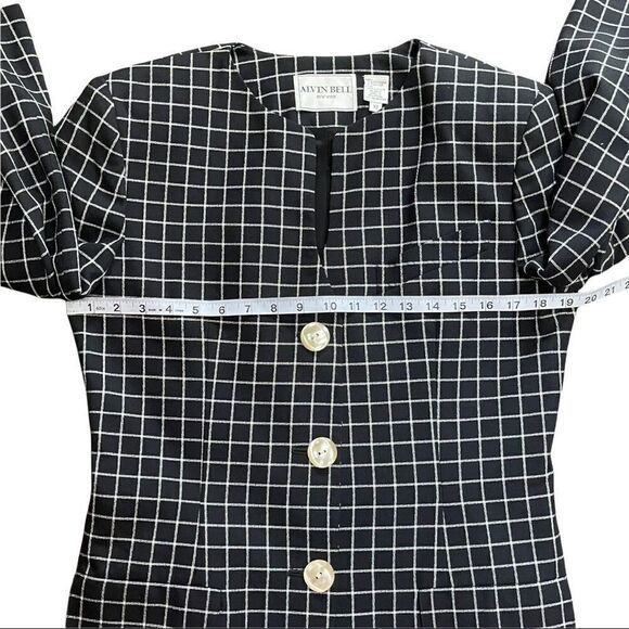 Alvin Bell New York Vintage B&W Plaid Blazer Size 10 - Picture 12 of 14